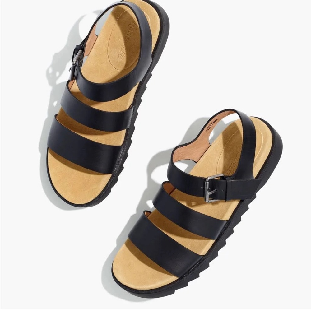 Madewell The Boardwalk Lace-Up Sandal in Leather, Size 9